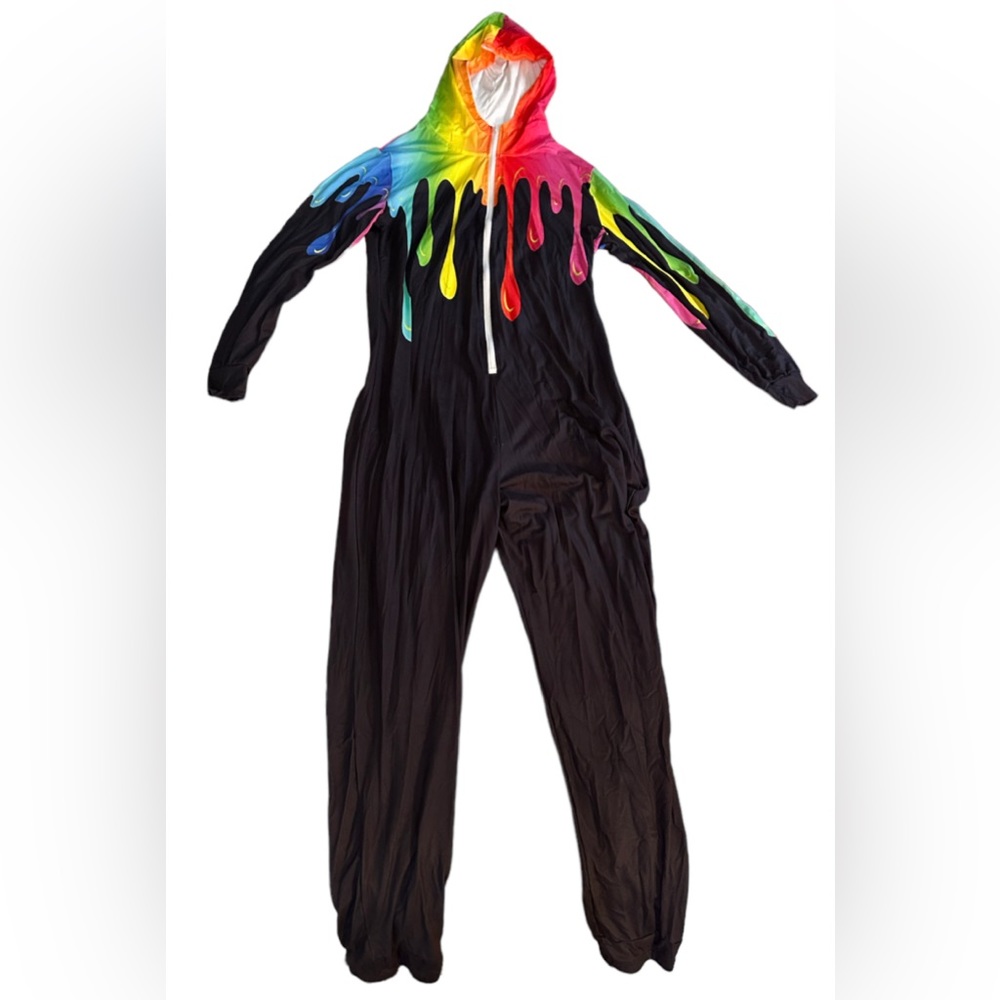 Adult rainbow drop paint onesie